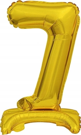 Изображение AMSCAN Balon foliowy mini cyfra 7 ze stopk zoto 22x40cm 9910075