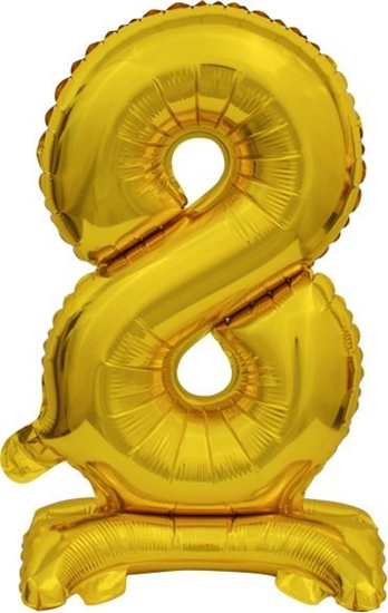 Изображение AMSCAN Balon foliowy mini cyfra 8 ze stopk zoto 22x40cm 9910076