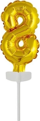 Picture of AMSCAN Balon foliowy mini cyfra 8 zota 6,5x12cm