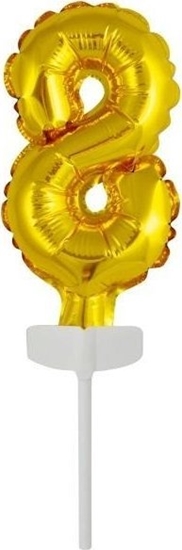 Изображение AMSCAN Balon foliowy mini cyfra 8 zota 6,5x12cm