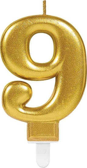 Picture of AMSCAN wieczka cyferka zota dziewi - 9 uniwersalny