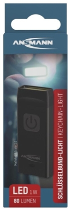 Attēls no Ansmann Keychain light KL80R, Keychain flashlight, Black, Aluminium, Buttons, IPX3, COB LED