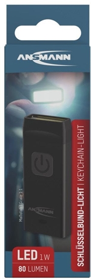 Picture of Ansmann Keychain light KL80R, Keychain flashlight, Black, Aluminium, Buttons, IPX3, COB LED