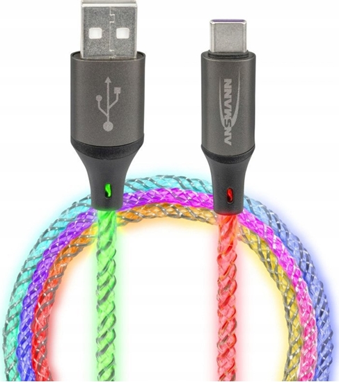 Picture of Ansmann USB-A / USB-C Cable with LED Lighting 100cm 1700-0158