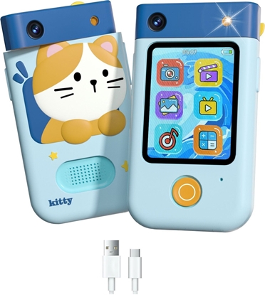 Picture of Aparat cyfrowy Xrec Aparat Cyfrowy 48mp Kamera 1080p Dla Dziecka Gry Latarka Mp3 Budzik Telefon / Bls-i9 / Niebieski Kotek