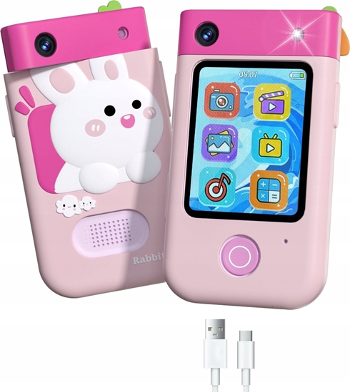 Picture of Aparat cyfrowy Xrec Aparat Cyfrowy 48mp Kamera 1080p Dla Dziecka Gry Latarka Mp3 Budzik Telefon / Bls-i9 / Róowy Królik
