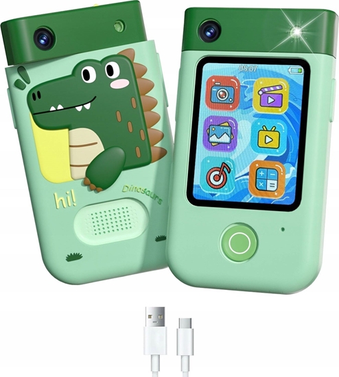 Picture of Aparat cyfrowy Xrec Aparat Cyfrowy 48mp Kamera 1080p Dla Dziecka Gry Latarka Mp3 Budzik Telefon / Bls-i9 / Zielony Dinozaur