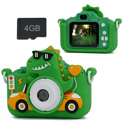 Picture of Aparat Cyfrowy XREC X2 48MP Kamera 1080p dla Dziecka 5x Gry MP3 + Karta 4GB / XREC X2 / Dinozaur Zielony