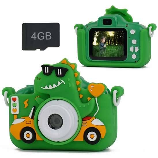 Picture of Aparat Cyfrowy XREC X2 48MP Kamera 1080p dla Dziecka 5x Gry MP3 + Karta 4GB / XREC X2 / Dinozaur Zielony