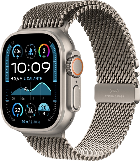 Изображение Smartwatch Apple Watch Ultra 2 GPS + Cellular 49mm Natural Titanium Case Milanese Loop M Szary  (MX5R3FD/A)