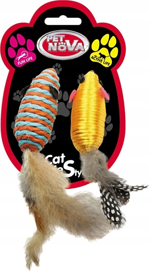 Picture of Aqua Nova PETNOVA ZESTAW 2 MYSZKI Z PIORKAMI 7X3CM CAT-MOUSESET-FEATHER-7 4249