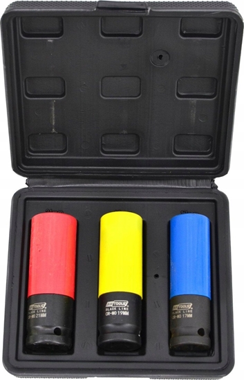Picture of AWTools AWTOOLS ZESTAW NASADEK DO FELG ALUMINIOWYCH KOMPLET 17-19-21mm 3szt.