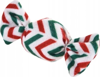 Attēls no Barry King Zabawka dla kota, cukierek pluszowy, czerwone/zielone paski, 4x9cm