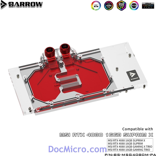 Picture of Barrow Barrow LRC2.0 MSI RTX 4080 Suprim/Trio Aurora, RGB, schwarz - Acryl