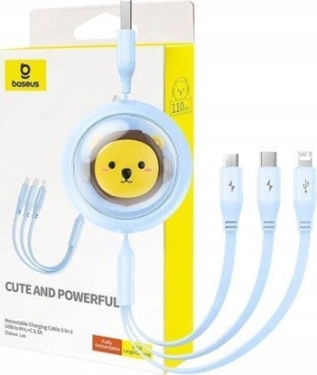 Attēls no Baseus Charging Cable 3w1 Baseus USB to USB-C, USB-M, Lightning 3,5A, 1,1m (blue)