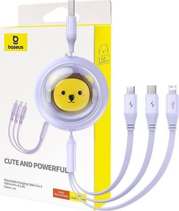 Picture of Kabel USB Baseus USB-A - USB-C + microUSB + Lightning 1.1 m Fioletowy (P10362900511-00)
