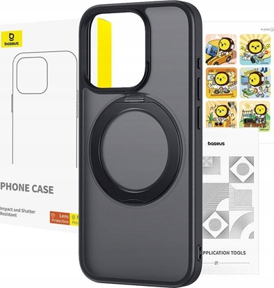 Изображение Baseus Etui Baseus SkyRing Magnetic ze stojakiem dla iP 14 Pro Max + szko hartowane i zestaw czyszczcy (czarny)