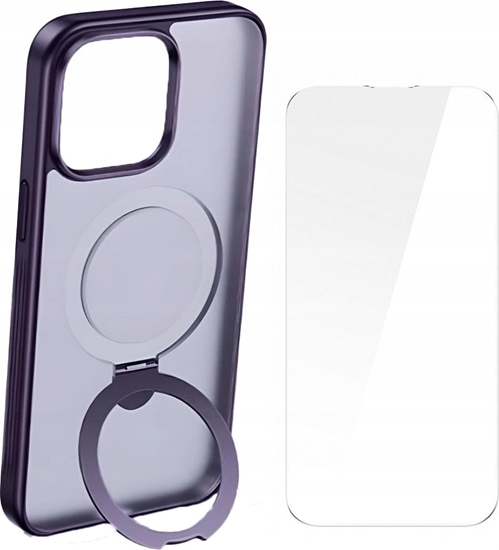 Picture of Baseus Phone Case with Stand Baseus SkyRing 360° for iP 14 Pro +tempered-glass and cleaning kit (purple)