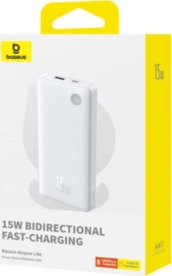Picture of Baseus POWERBANK 10000MAH 15W USB + USB-C WHITE