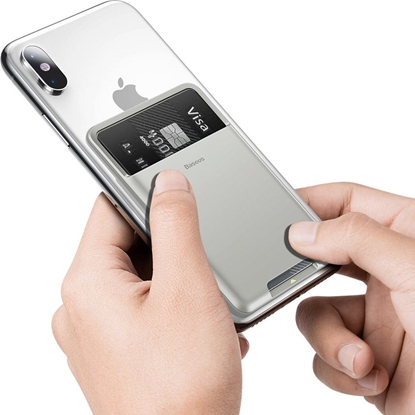 Изображение Baseus Samoprzylepne Etui Na Kart Karty Dokumenty Do Telefonu Szary (ackd-b0g)