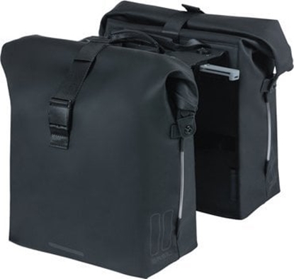 Attēls no Basil Sakwa podwójna BASIL SOHO DOUBLE PANNIER BAG NORDLICHT MIK, MIK System (ready to go) 41L 100% wodoodporna night black owietlenie Nordlicht Technology