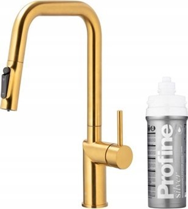 Изображение Bateria kuchenna KFA DUERO PURE STYLE PULL-OUT BATERIA KUCHENNA Z FUNKCJ FILTRACJI WODY I WYCIGAN WYLEWK + ZESTAW FILTRUJCY PROFINE SILVER S, BRUSHED GOLD