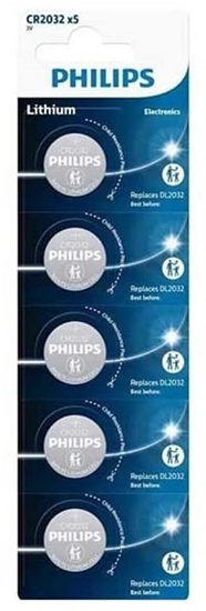 Picture of Bateria litowa, CR2032, CR2032, 3V, PHILIPS, blistr, 5-pack, CR2032P5/01B, guzikowa