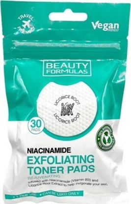 Attēls no Beauty Formulas BEAUTY FORMULAS_Exfoliating Toner Pads nasczone patki zuszczajce Niacynamid 30szt.