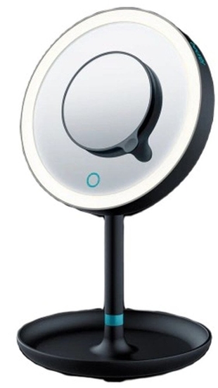 Picture of Beurer BS 45 makeup mirror, black 17.5 cm, with LED light and magnifying mirror, battery-operated
