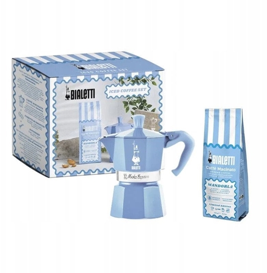 Picture of Bialetti - Zestaw Moka Express 3tz Bkitna + kawa Perfetto Moka Mandorla 250g