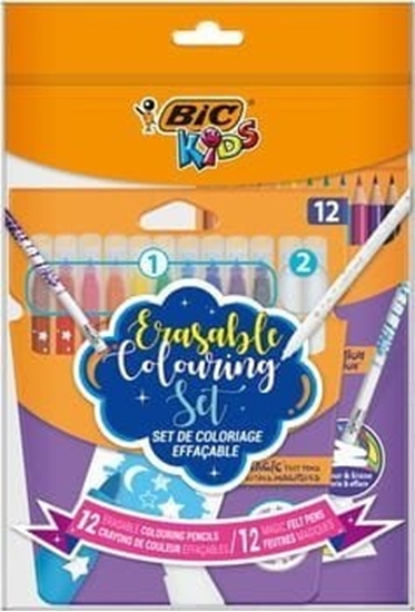 Изображение Bic BIC Kids Erasable Coloring Set Zestaw wymazywalny Pouch 12+12szt  [0|0]