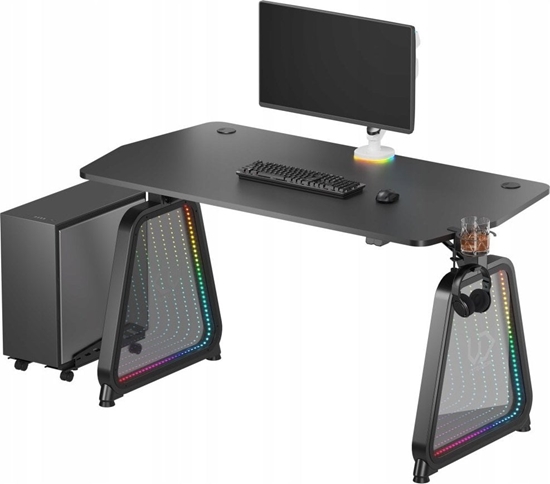 Изображение Biurko Ultradesk ULTRADESK Biurko dla gracza BOOSTER, 136x70,5 cm, 75 cm, podwietlenie RGB, uchwyt na suchawki i napój