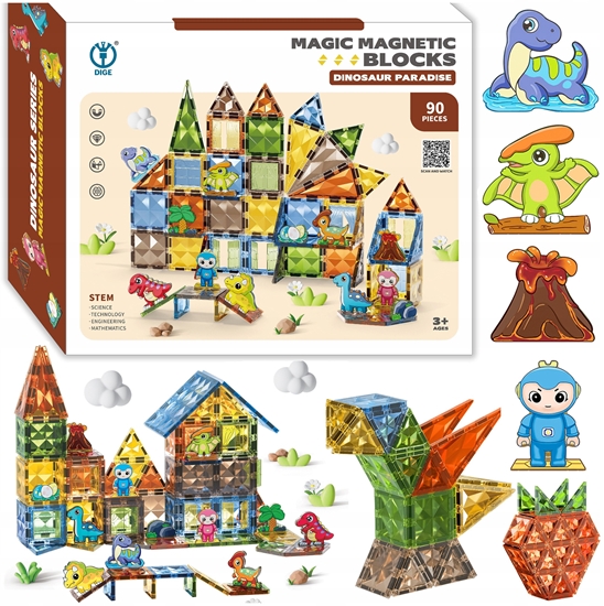 Picture of BK2 KLOCKI MAGNETYCZNE DIAMENTOWE         DINOZAURY 90 EL