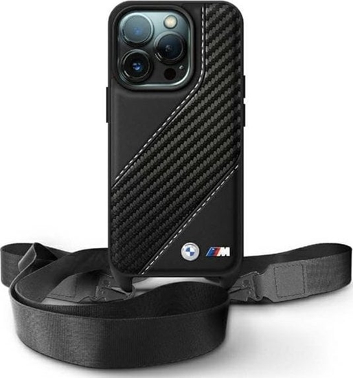 Изображение BMW BMHCP16X23PSCCK iPhone 16 Pro Max 6.9" czarny/black hardcase M Edition Carbon Stripe & Strap