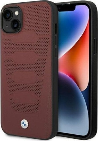 Picture of BMW Etui BMW BMHCP14S22RPSR Apple iPhone 14 burgundowy/burgundy Leather Seats Pattern