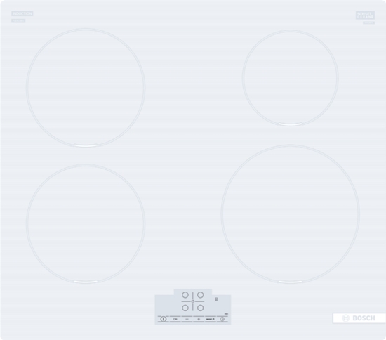 Picture of Bosch | Hob | PUE612BB1J | Induction | Number of burners/cooking zones 4 | Touch | Timer | White