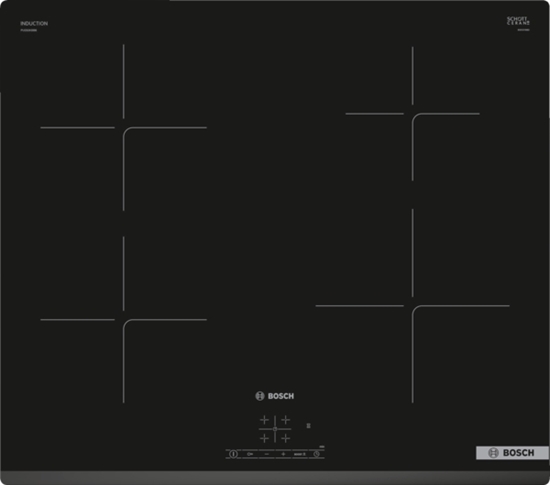 Picture of Bosch | Hob | PUE63KBB6E | Induction | Number of burners/cooking zones 4 | Touch | Timer | Black