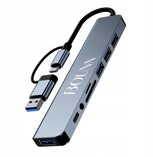 Picture of Bounn Hub USB-C + USB-A 8w2 rozdzielacz 3xUSB 2.0 Sd/Tf USB-C miniJack USB 3.0