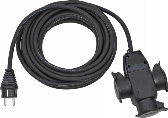 Picture of Brennenstuhl Extension Cable w. 3-way Rubber Coupling IP 44 10m