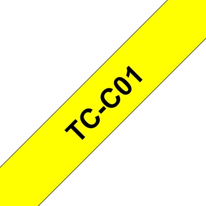 Picture of Brother Gloss Laminated Labelling Tape - 12mm, Black/Signal Yellow label-making tape TC