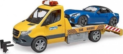 Picture of Bruder Bruder MB Sprinter car transporter with light & sound module, model vehicle (orange/blue, incl. Roadster)