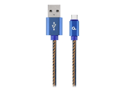 Picture of Cablexpert CC-USB2J-AMCM-1M-BL Premium jeans (denim) Type-C USB cable with metal connectors, 1 m, blue |