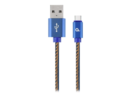 Picture of Cablexpert CC-USB2J-AMCM-1M-BL Premium jeans (denim) Type-C USB cable with metal connectors, 1 m, blue |