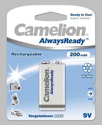 Picture of Camelion 9V/6HR61, 200 mAh, AlwaysReady Rechargeable Batteries Ni-MH, 1 pc(s)