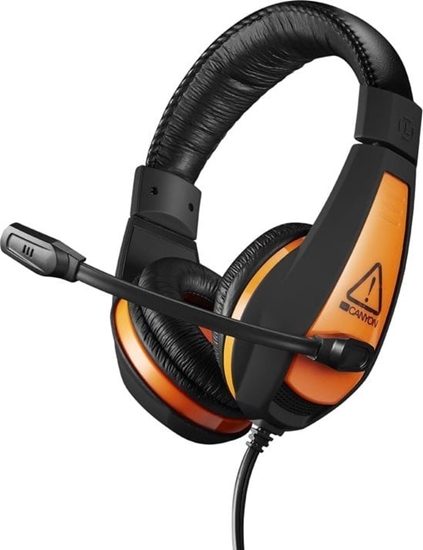 Picture of Canyon Gaming headset 3.5mm jack with adjustable microphone and volume control Black Orange