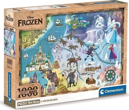 Изображение Clementoni CLE puzzle 1000 Compact DisneyMaps Frozen 39784