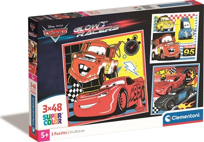 Picture of Clementoni Clementoni Puzzle 3x48el SuperColor Glow Racers. Cars Auta 25309