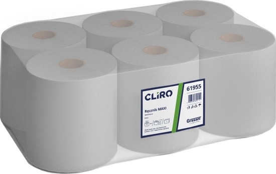 Изображение Cliro Maxi - Rcznik papierowy w roli maxi, makulatura, 6 rolek, 150 m - Szary