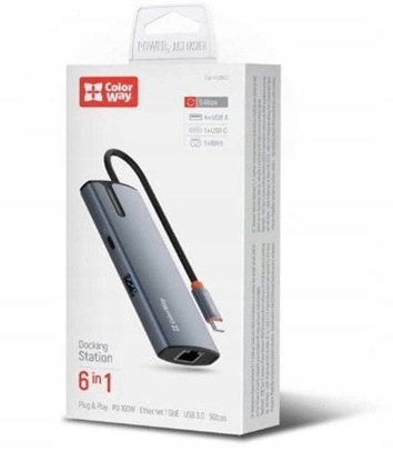 Attēls no ColorWay 6-in-1 Docking Station | CW-HUB03 | 100 W