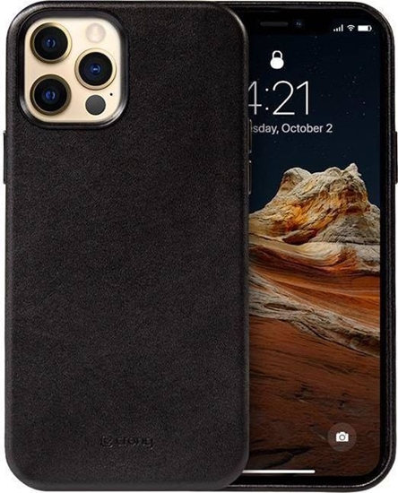 Picture of Crong Crong Essential Cover Magnetic - Etui ze skóry iPhone 12 Pro Max MagSafe (czarny)